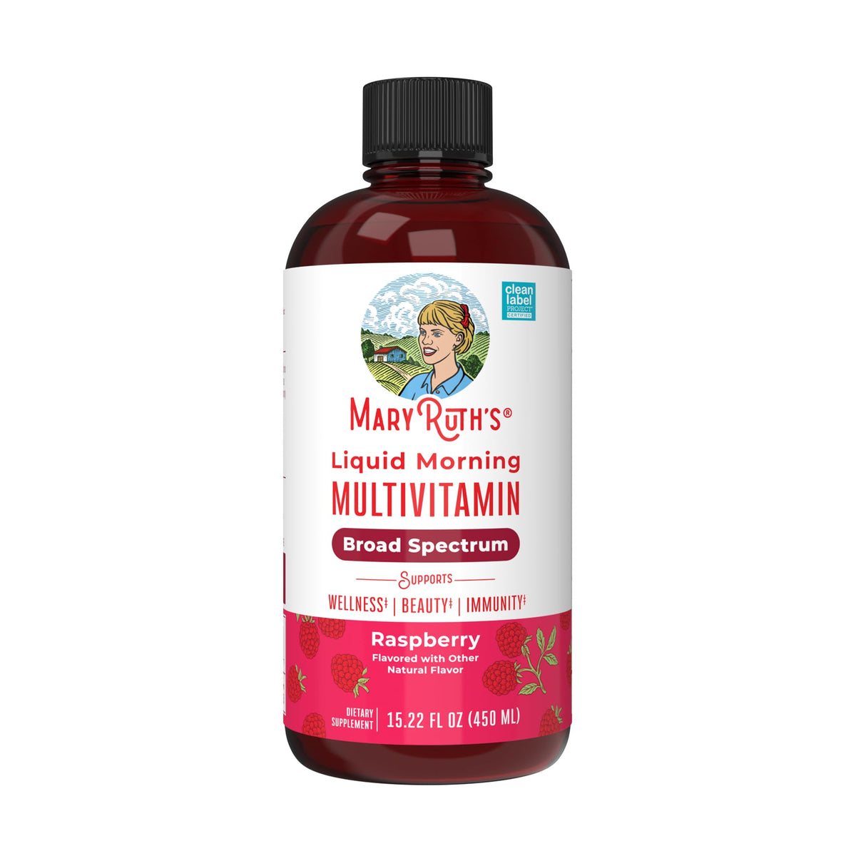 MARYRUTH'S Raspberry Liquid Multivitamin front view 520g