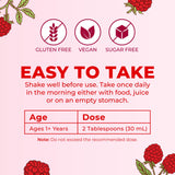 MARYRUTH'S Raspberry Liquid Multivitamin with fresh raspberries