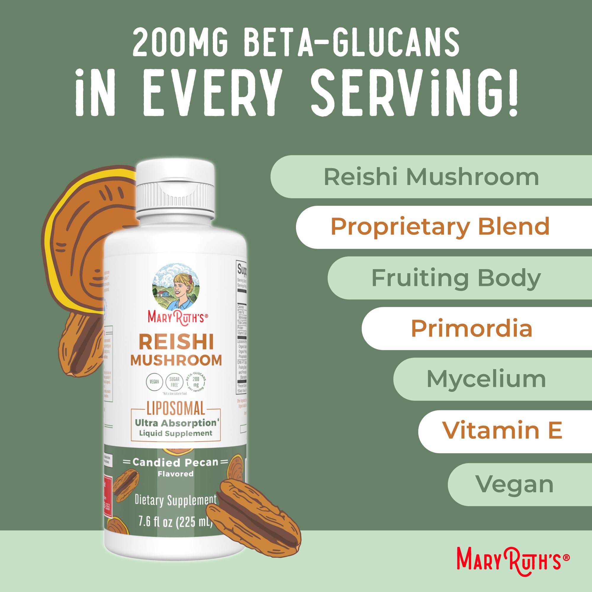 MARYRUTH'S Reishi Mushroom Supplement in a glass