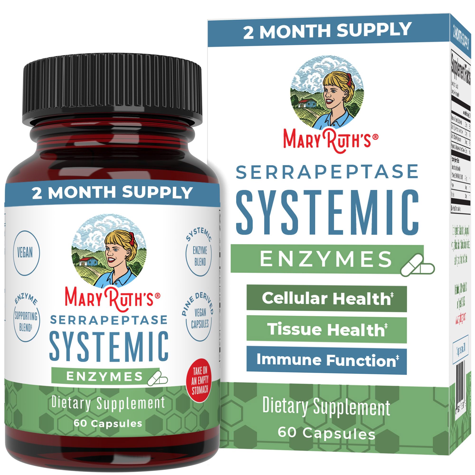 MARYRUTH'S Serrapeptase Systemic Enzymes 120000 SPU front view