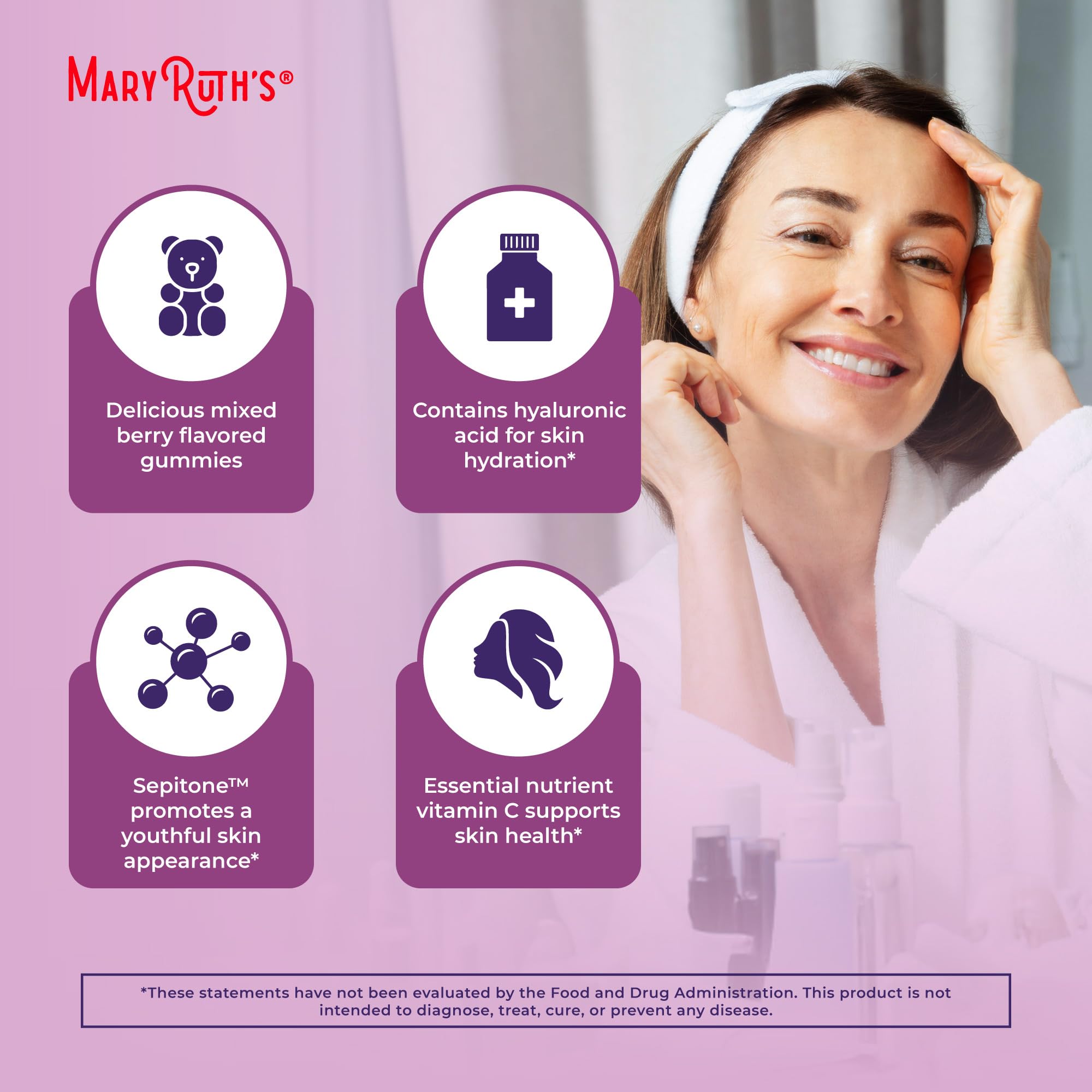 MARYRUTH'S Skin Restore & Renew Gummies with fresh berries