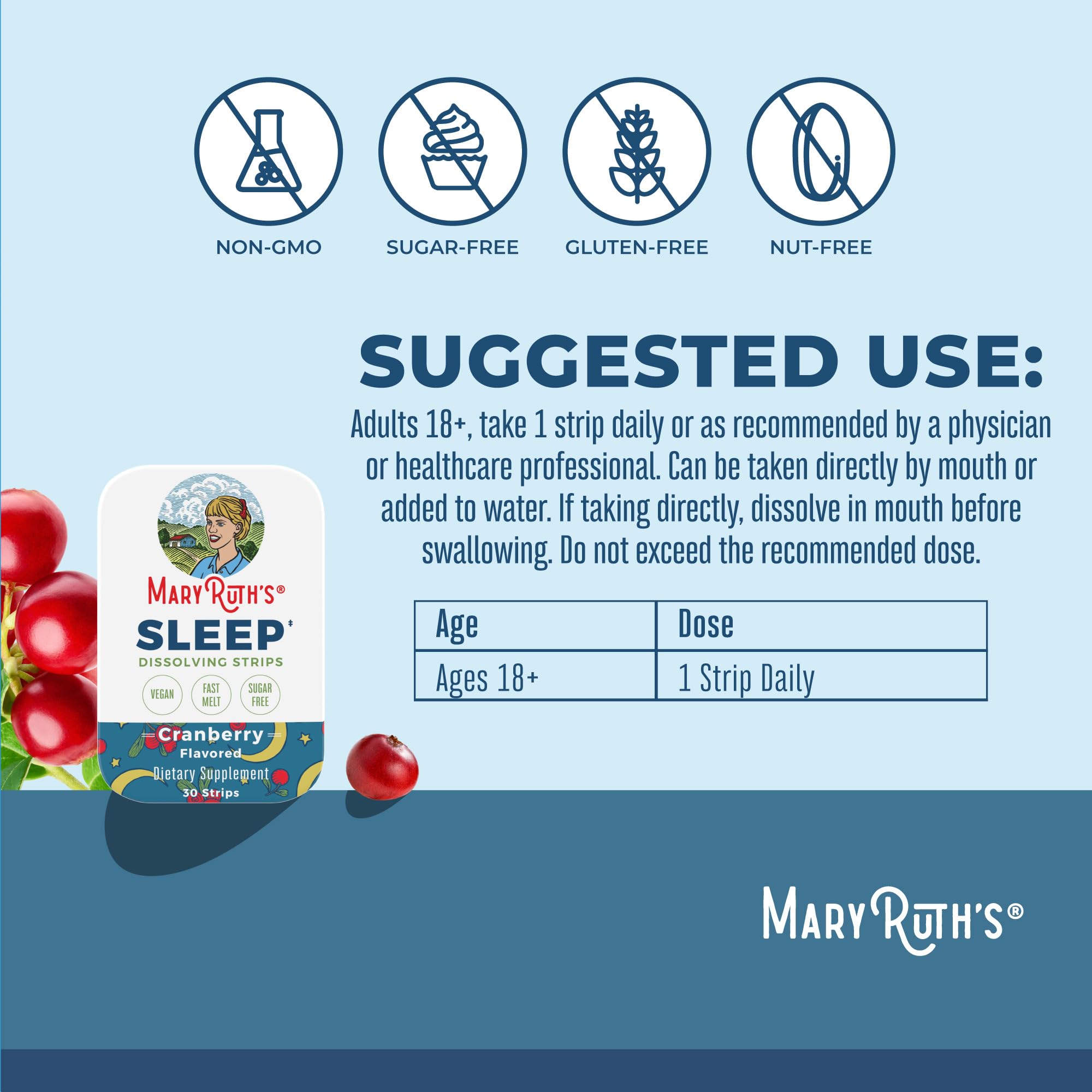 MARYRUTH'S Sleep Dissolving Strips packaging side view