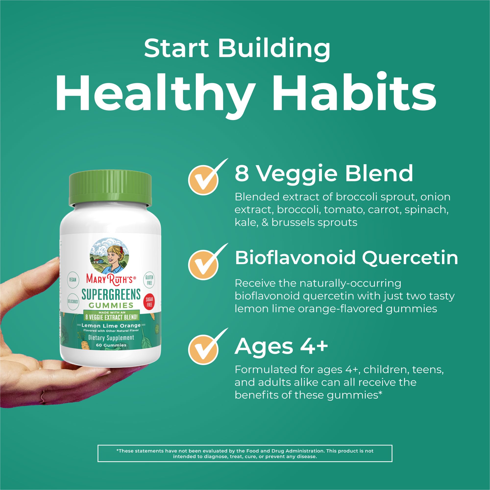 MARYRUTH'S Super Greens Gummies showing serving size
