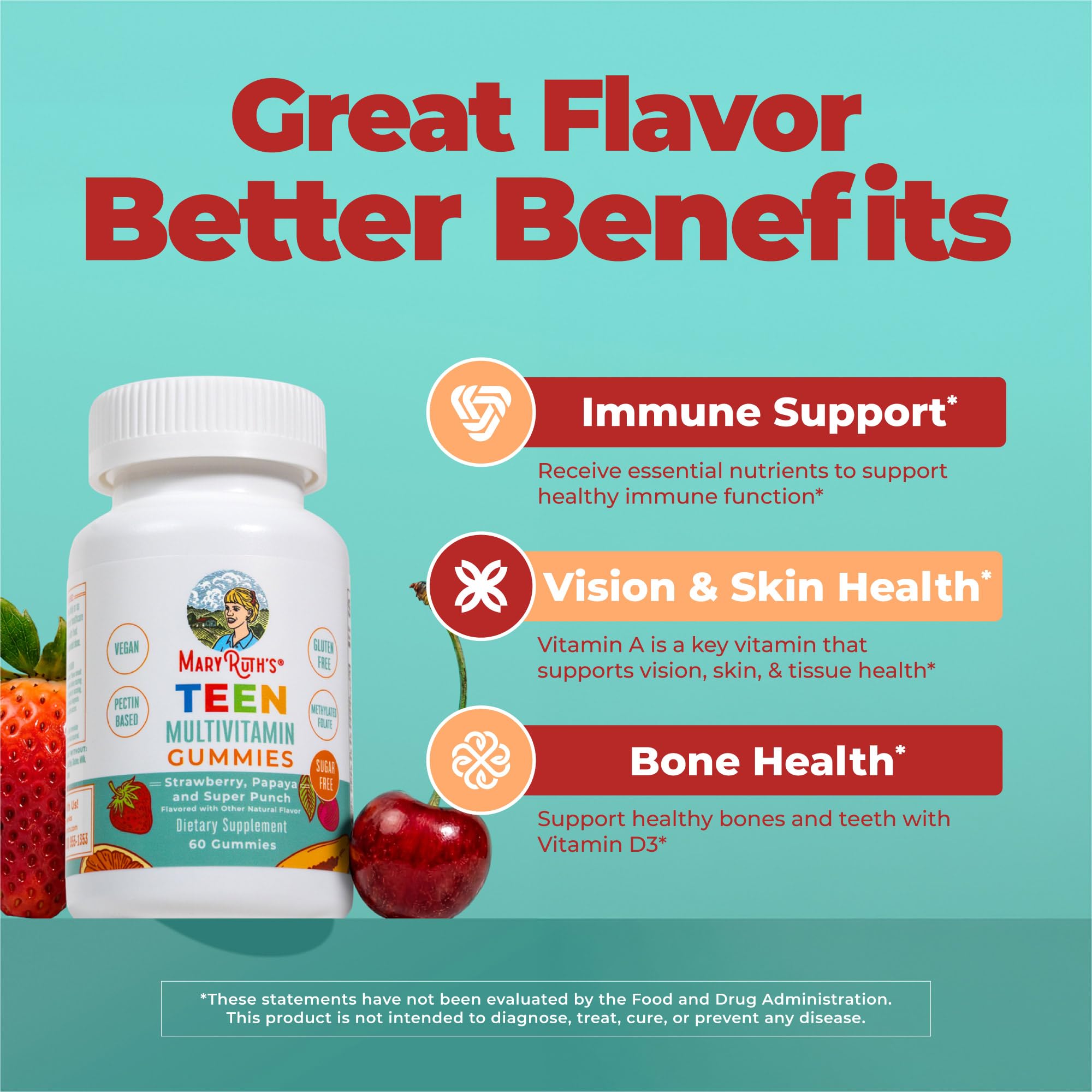 MARYRUTH'S Teen Multivitamin Gummies with a serving size