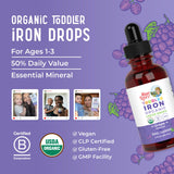 MARYRUTH'S Toddler Iron Organic Liquid Drops label close-up