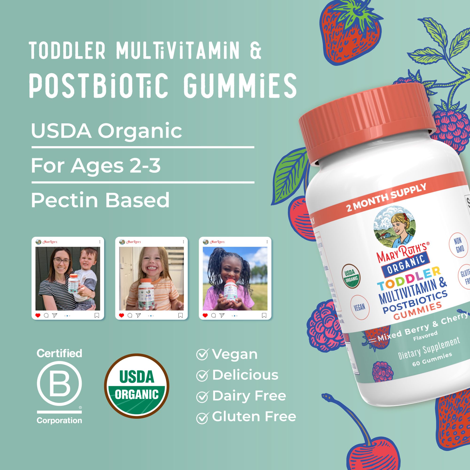 MARYRUTH'S Toddler Multivitamin Gummies in a child's hand