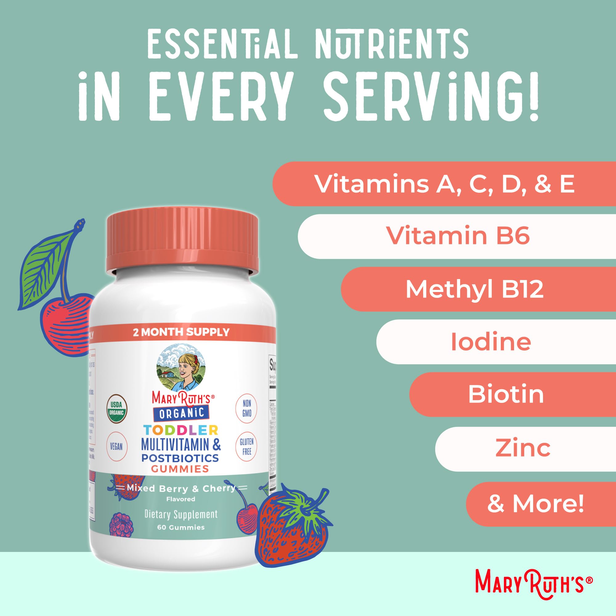 MARYRUTH'S Toddler Multivitamin Gummies ingredients list