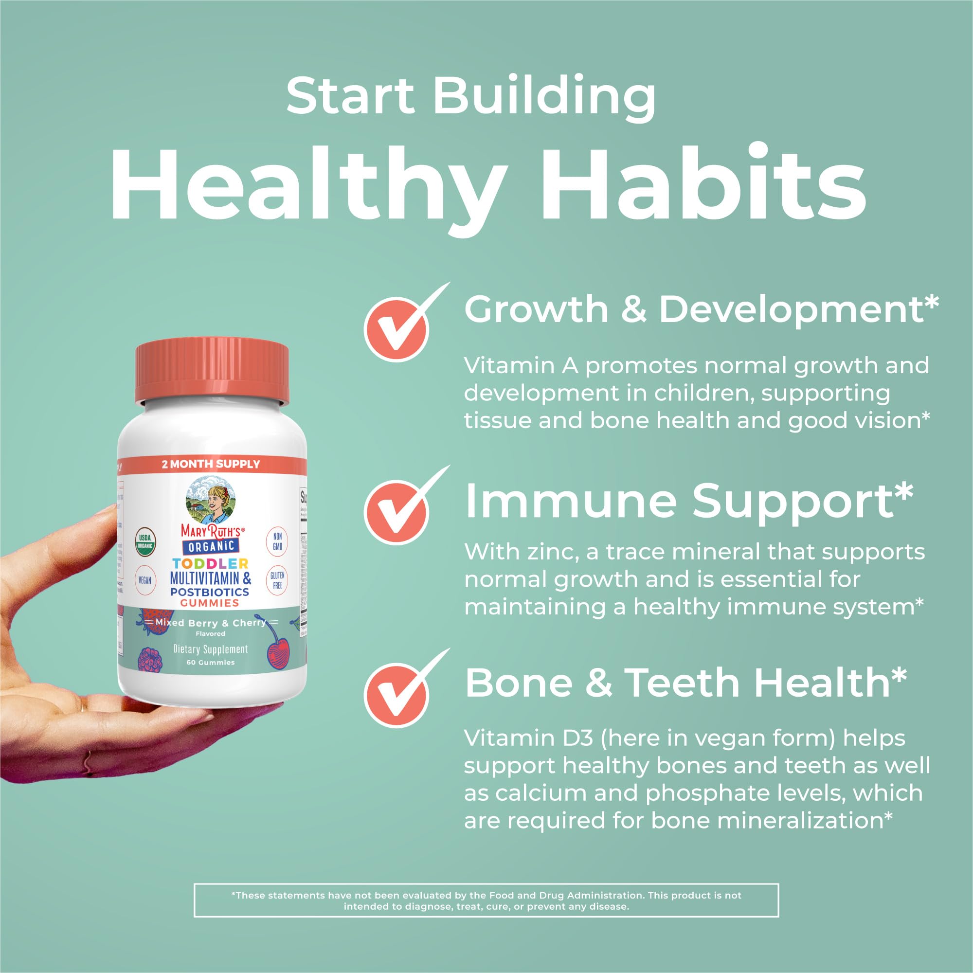 MARYRUTH'S Toddler Multivitamin Gummies nutritional information