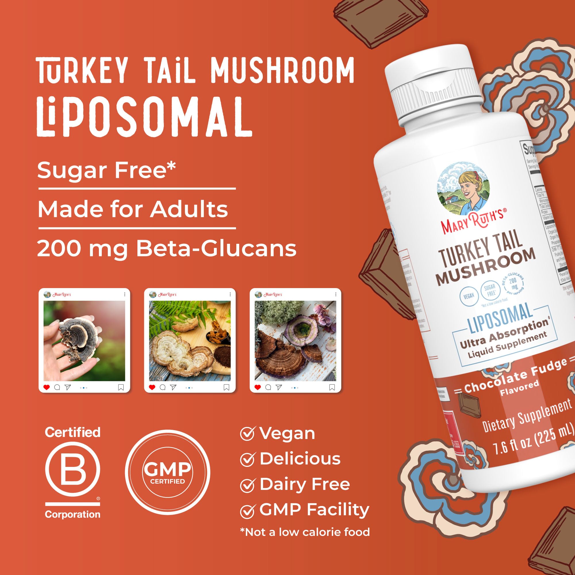 MARYRUTH'S Turkey Tail Mushroom Liposomal 287g close-up of liquid