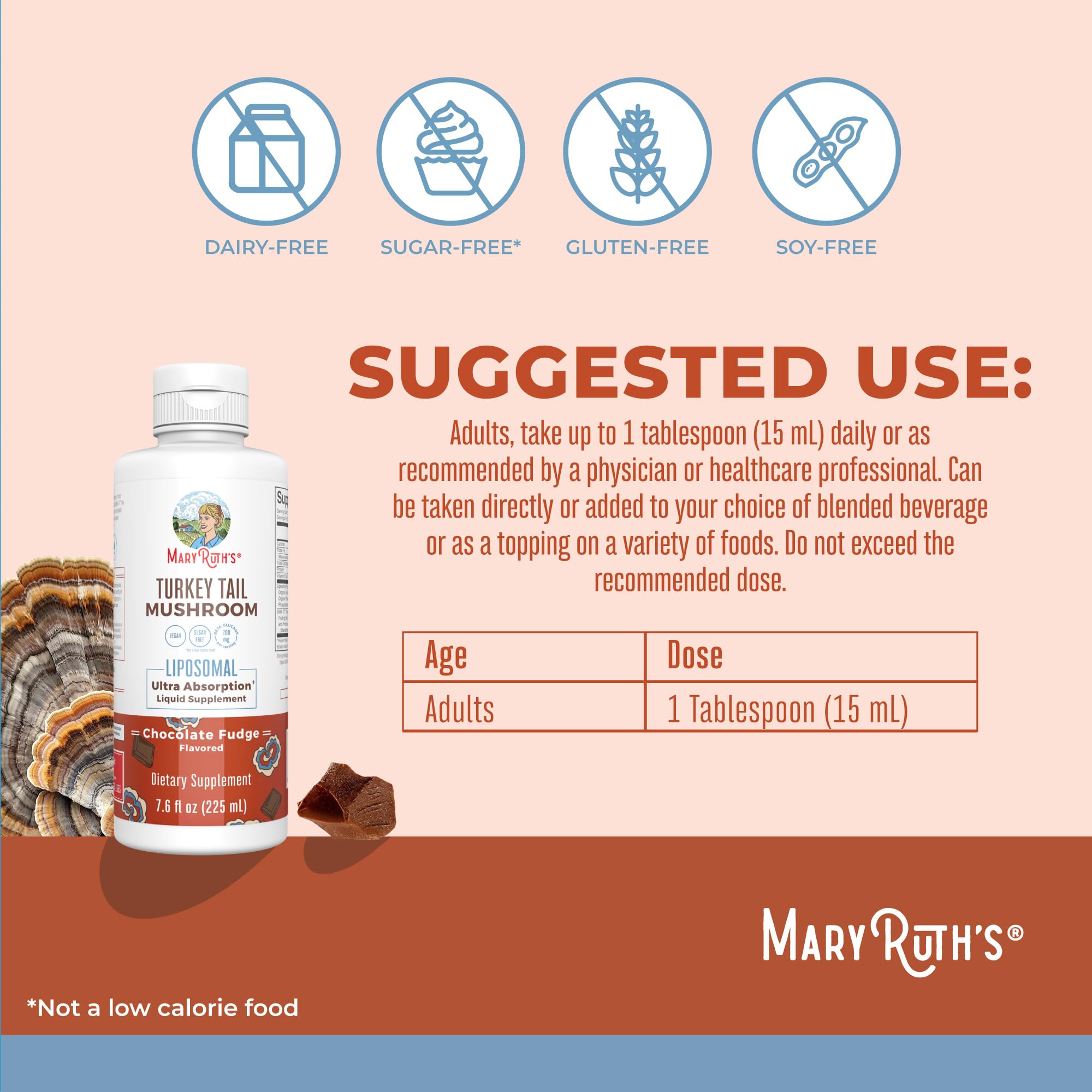 MARYRUTH'S Turkey Tail Mushroom Liposomal 287g side view