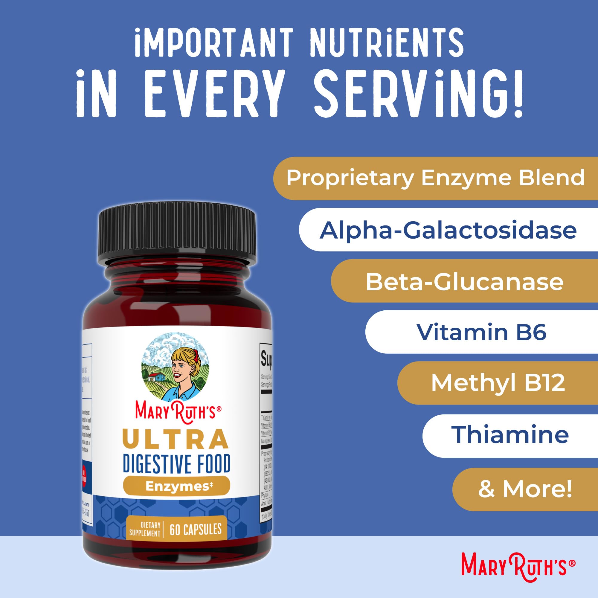 MARYRUTH'S Ultra daily Food Enzymes capsules with measuring spoon