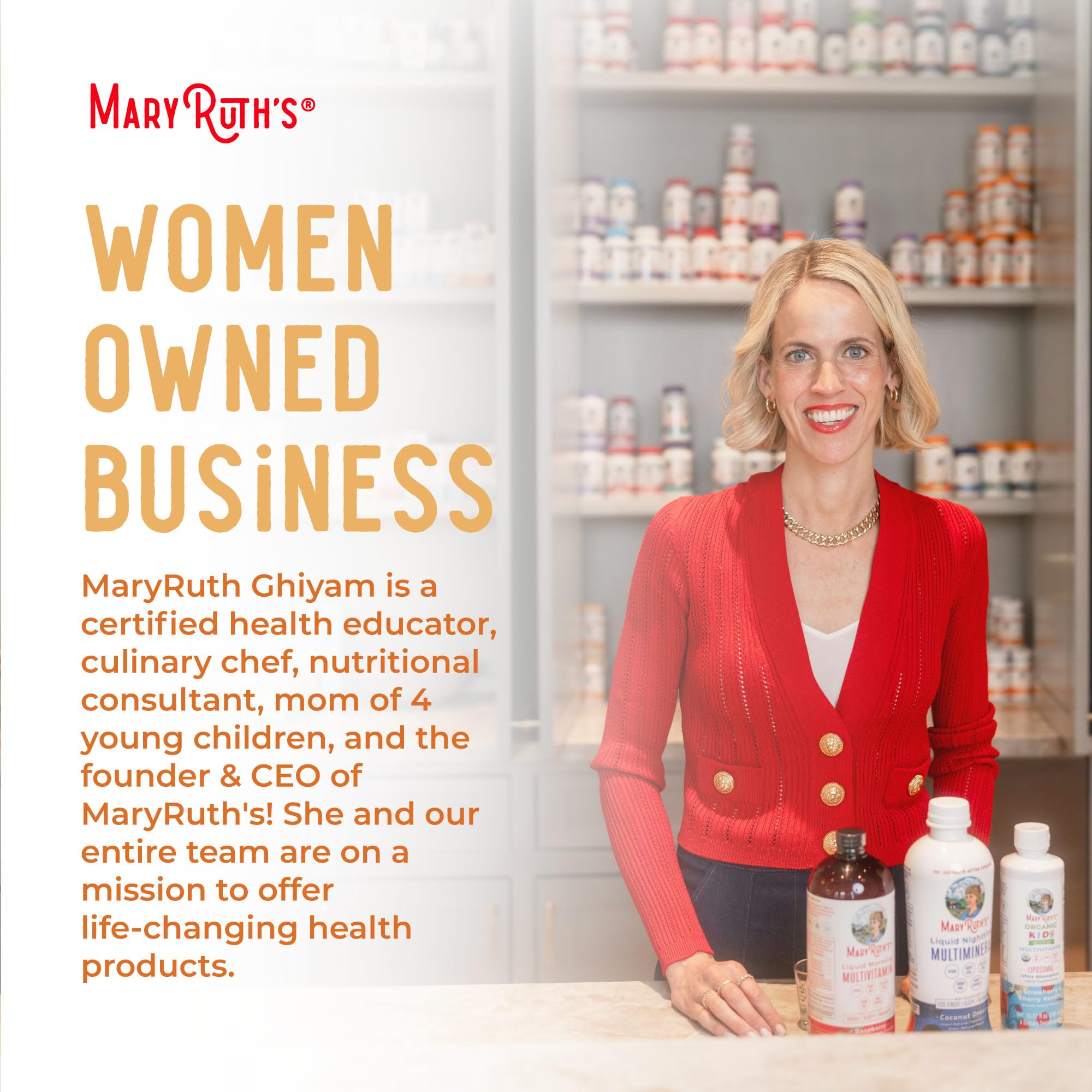MARYRUTH'S Vegan Collagen support Liposomal on a kitchen counter