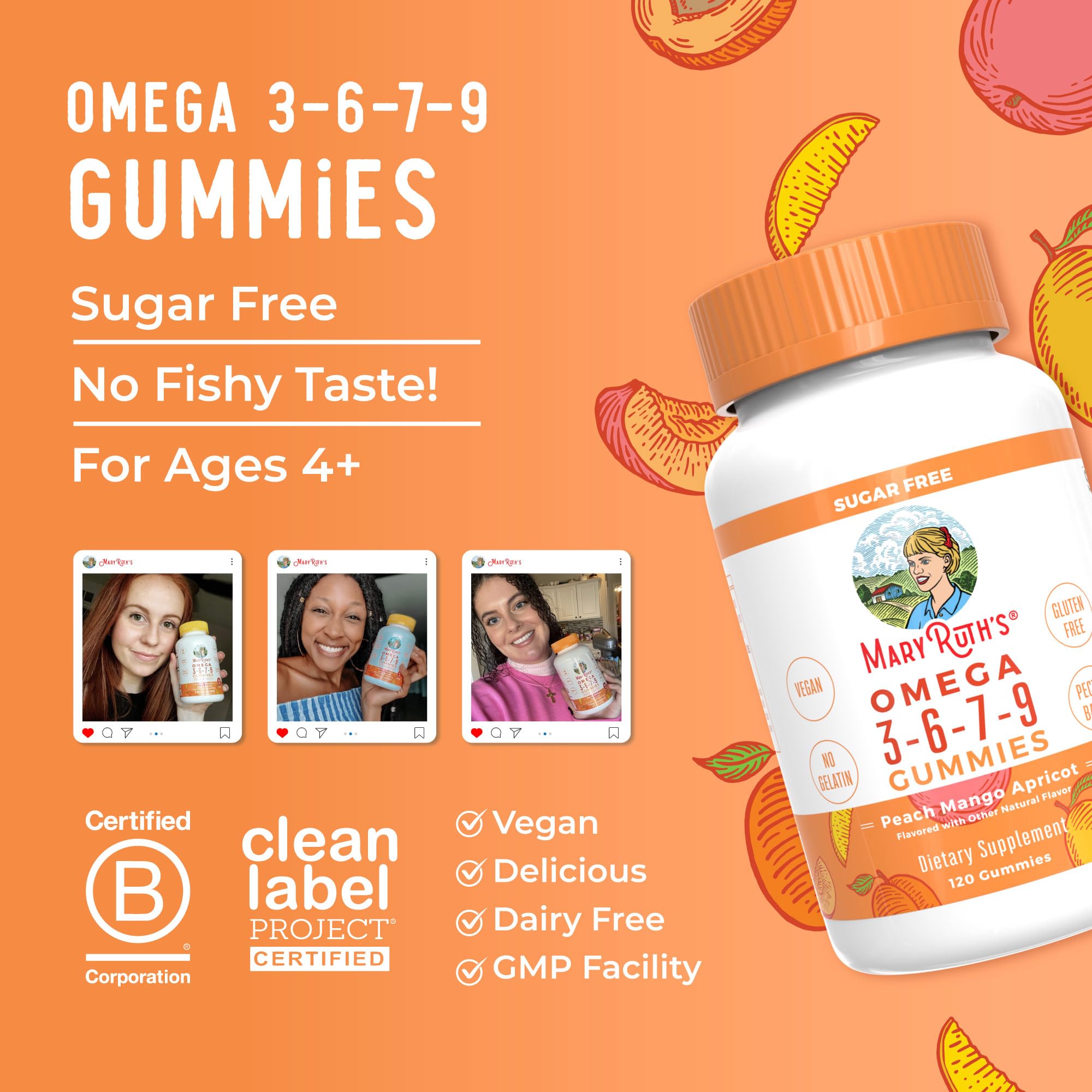 MARYRUTH'S Vegan Omega 3-6-7-9 Gummy Vitamins nutritional information