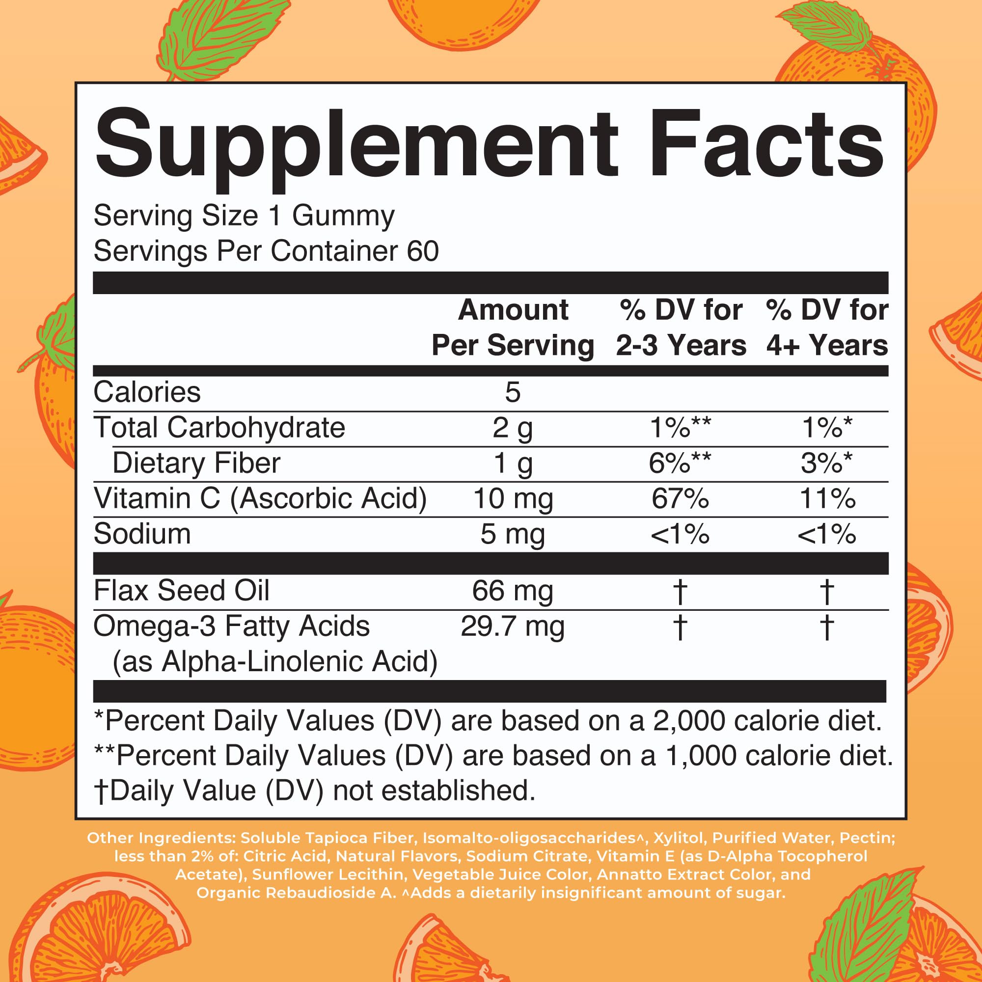 MARYRUTH'S Vegan Omega-3 Gummies for Kids orange-flavoured gummies