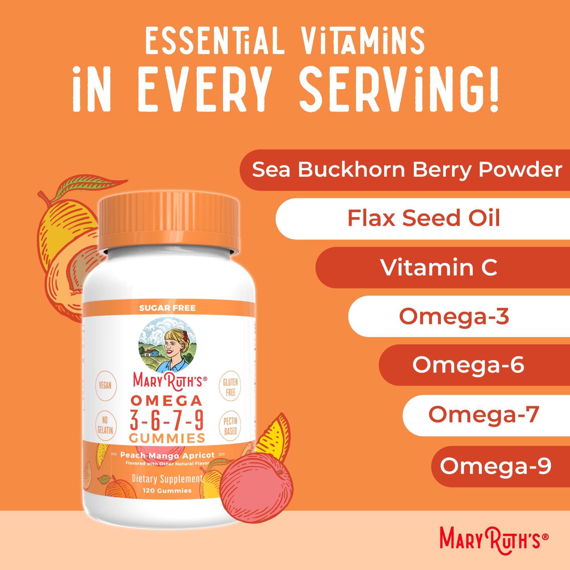 MARYRUTH'S Vegan Omega Gummies with fresh fruits