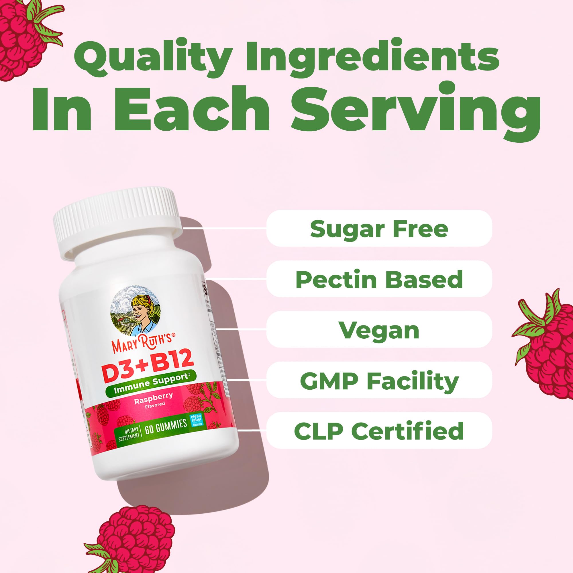 MARYRUTH'S Vitamin D3 & B12 Gummies ingredients list