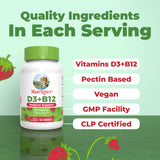MARYRUTH'S Vitamin D3 + B12 Gummies on a wooden table