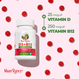MARYRUTH'S Vitamin D3 & B12 Gummies with a measuring spoon