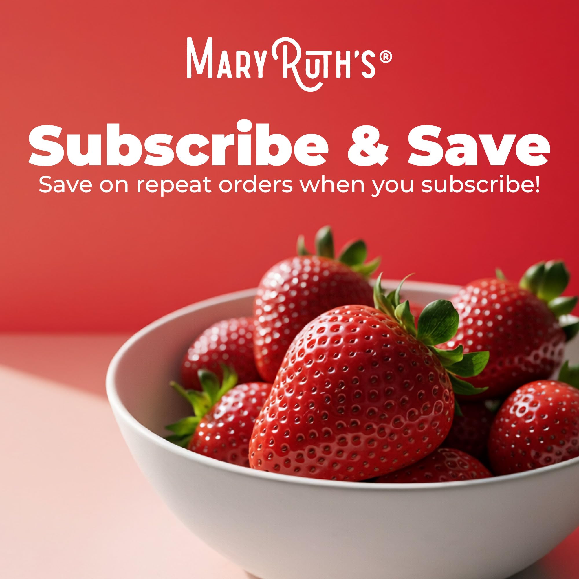 MARYRUTH'S Vitamin D3 + B12 Gummies with fresh strawberries