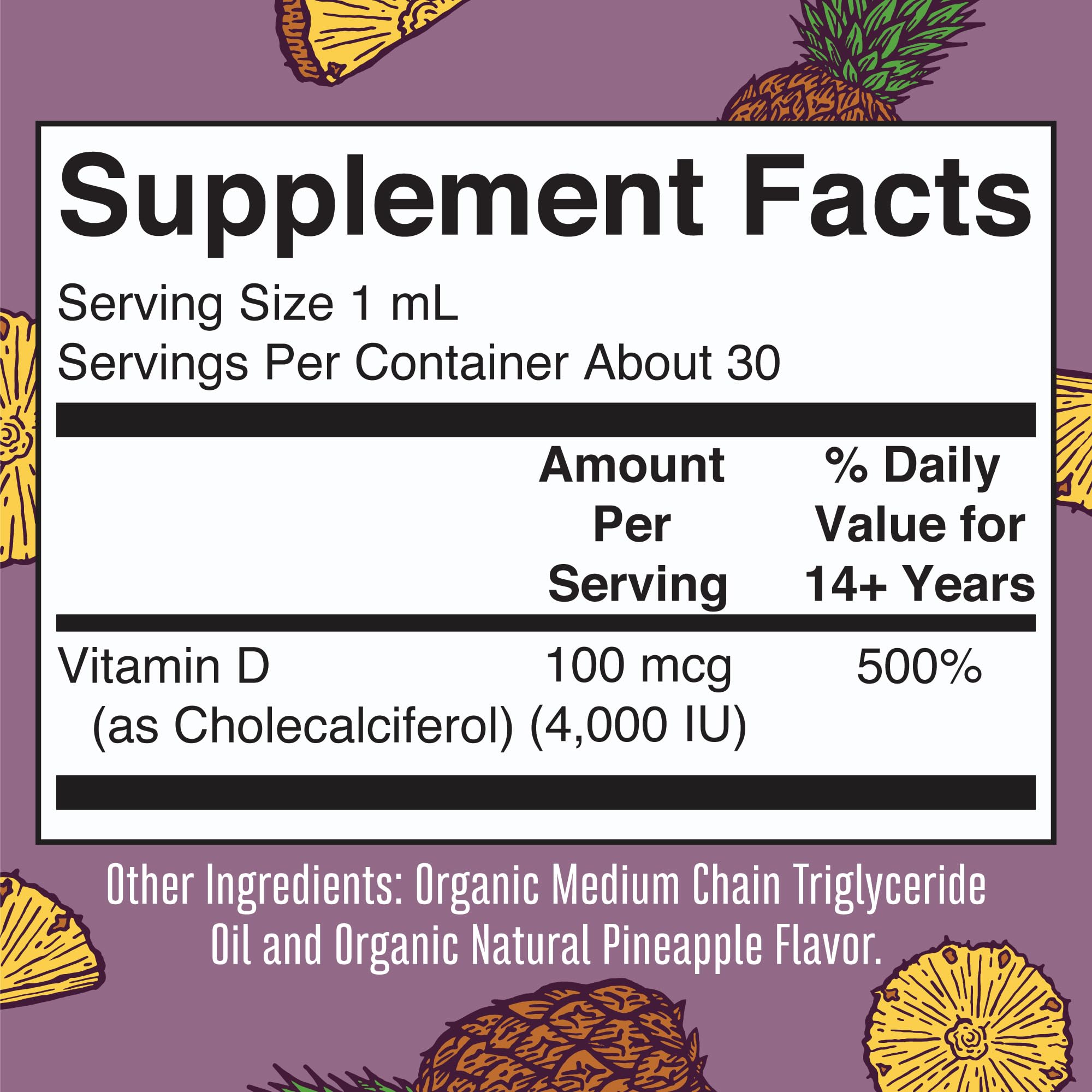 MARYRUTH'S Vitamin D3 Liquid Drops bottle side view