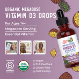 MARYRUTH'S Vitamin D3 Liquid Drops bottle with a glass of water