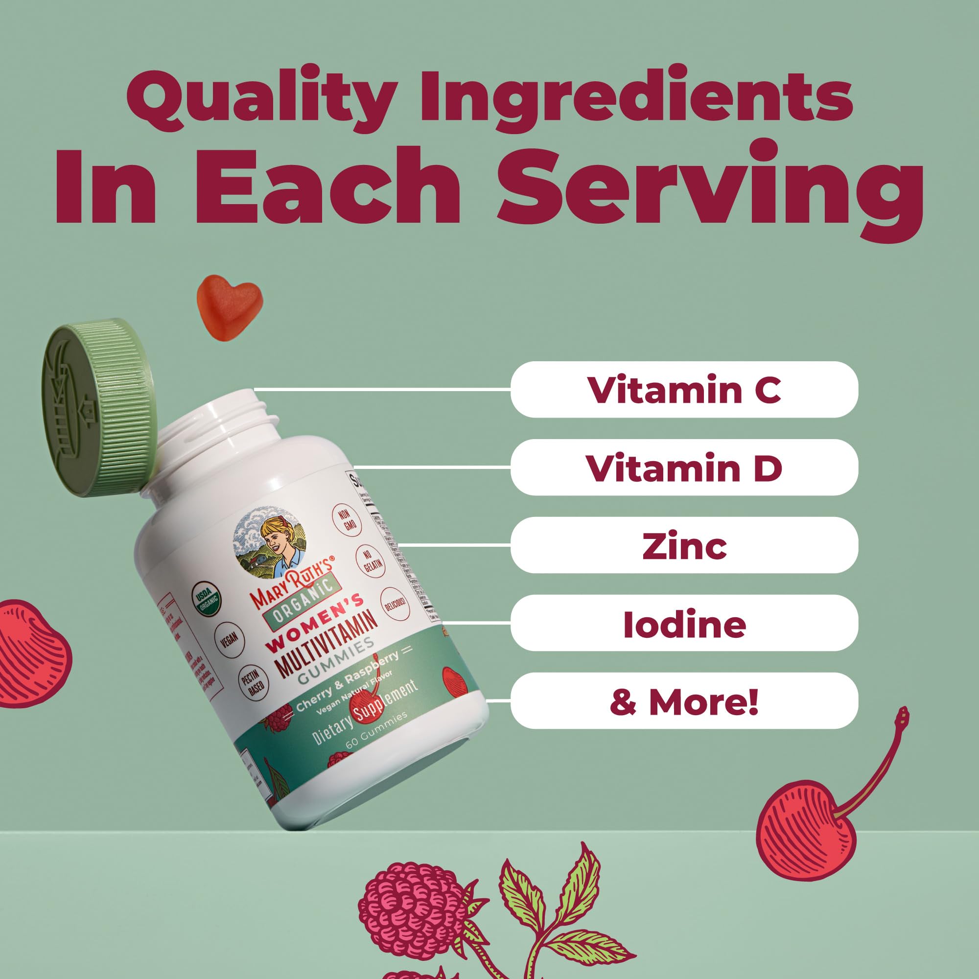 MARYRUTH'S Women's Multivitamin Gummies bottle side view
