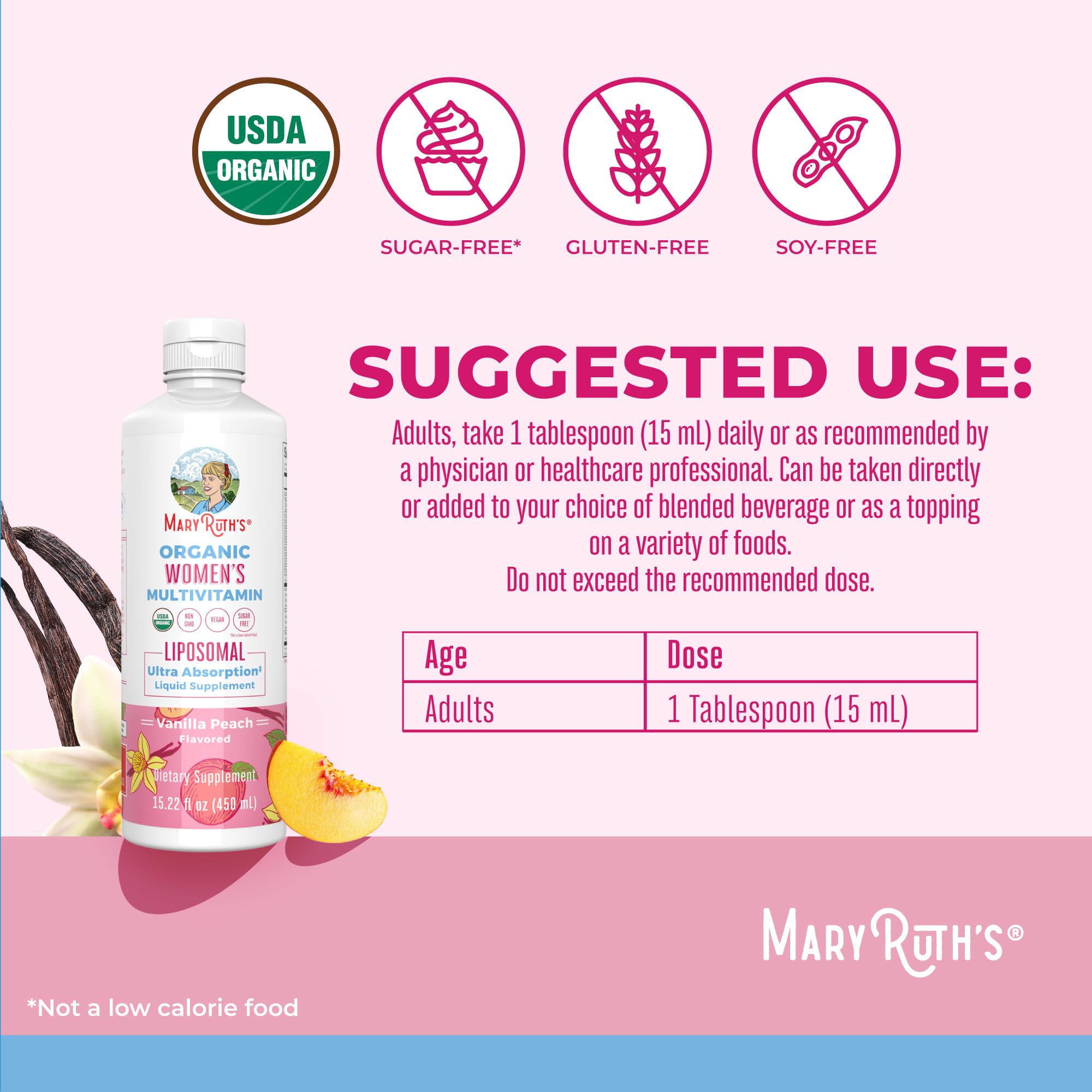 MARYRUTH'S Women's Multivitamin Liposomal 522g label close-up