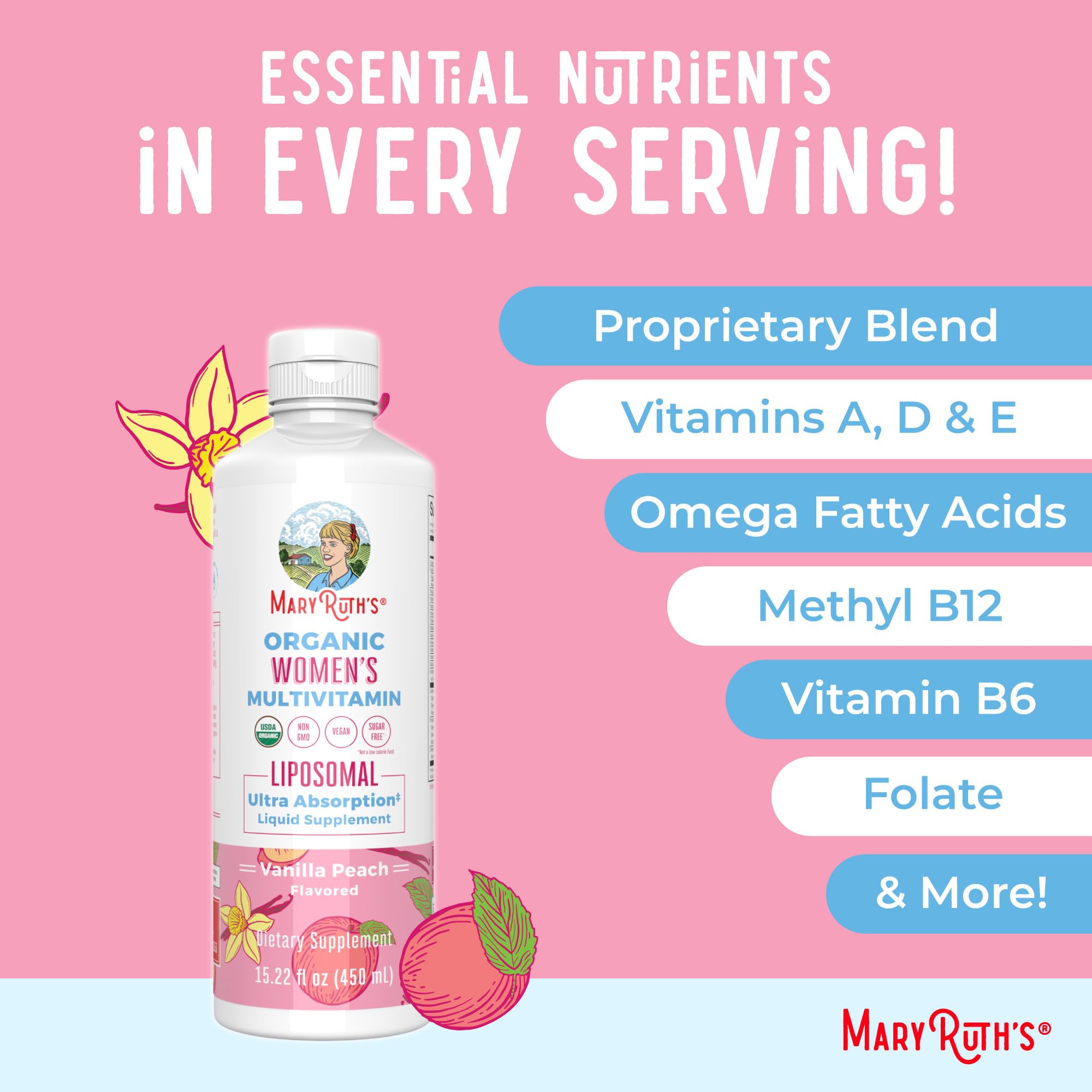 MARYRUTH'S Women's Multivitamin Liposomal 522g nutritional information