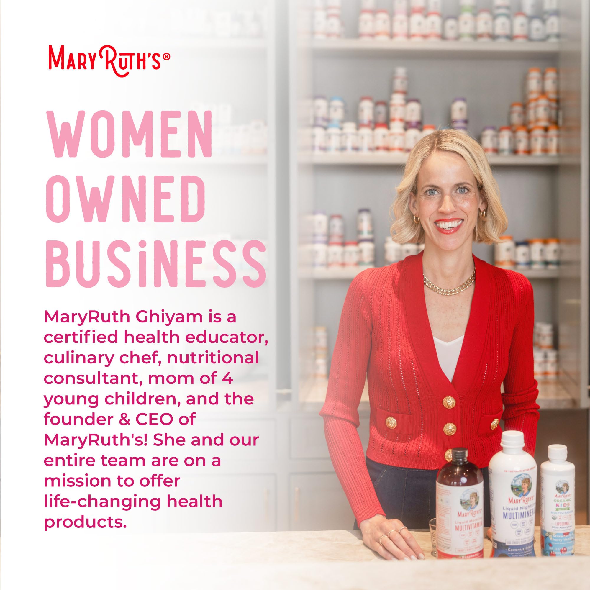 MARYRUTH'S Women's Multivitamin Liposomal 522g on a wooden table