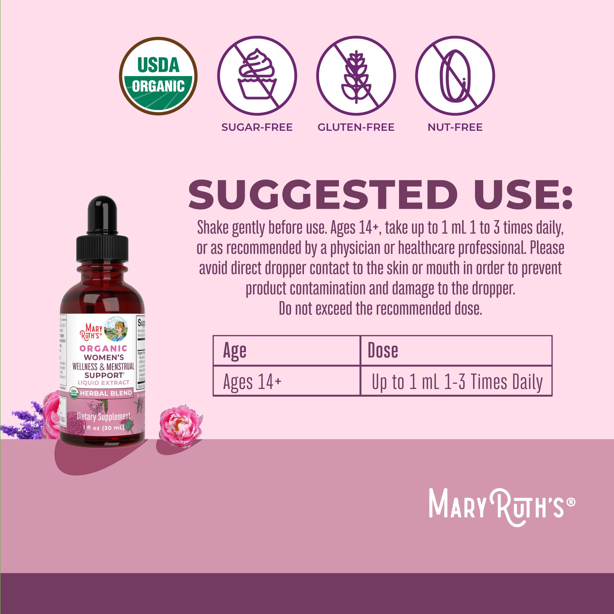 MARYRUTH'S Women's Wellness Herbal Drops ingredients list