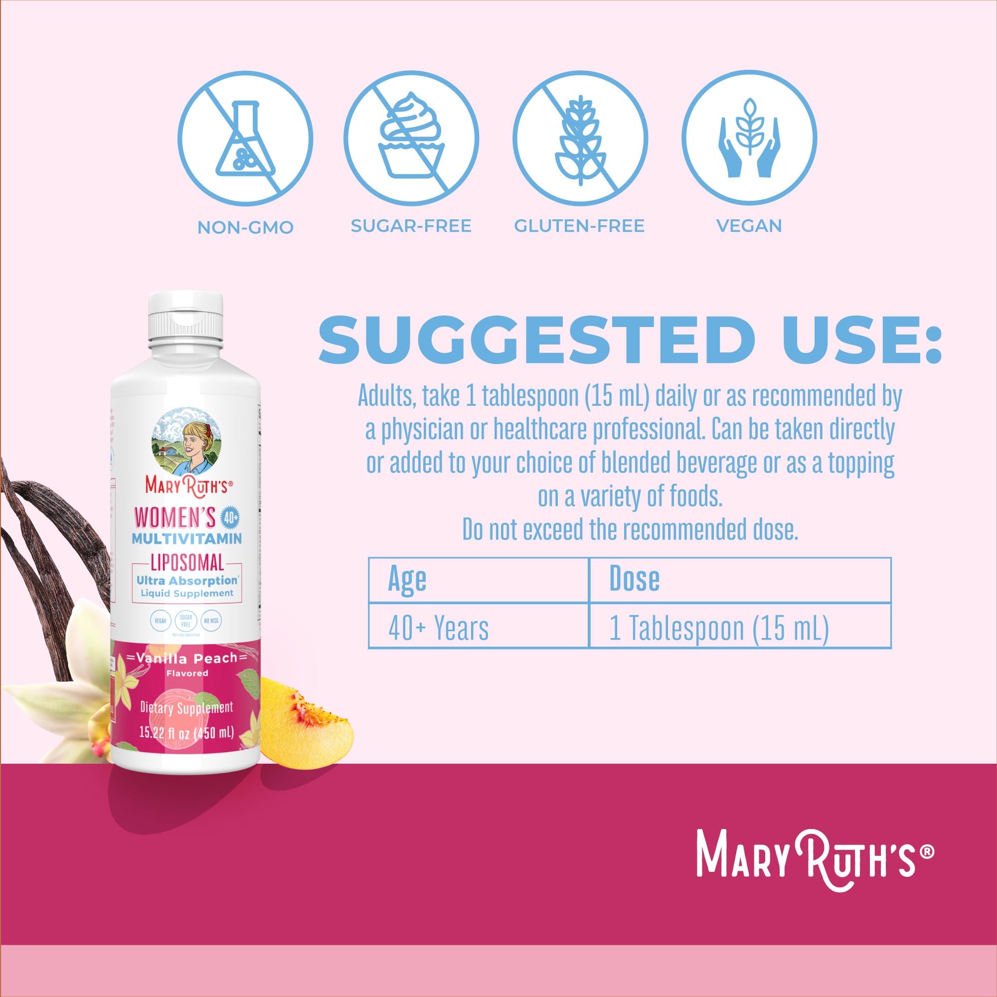 MARYRUTH'S Womens Multivitamin 40 Plus Liquid 240g packaging