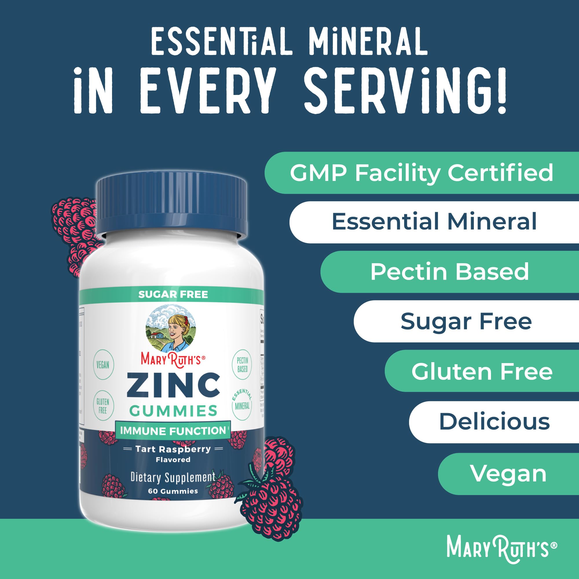 MARYRUTH'S Zinc Gummies lifestyle scene with fresh fruits