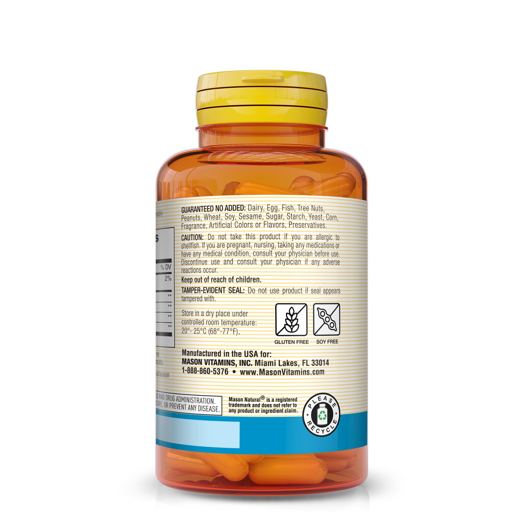 Mason Chondroitin ingredients list on the back of the bottle