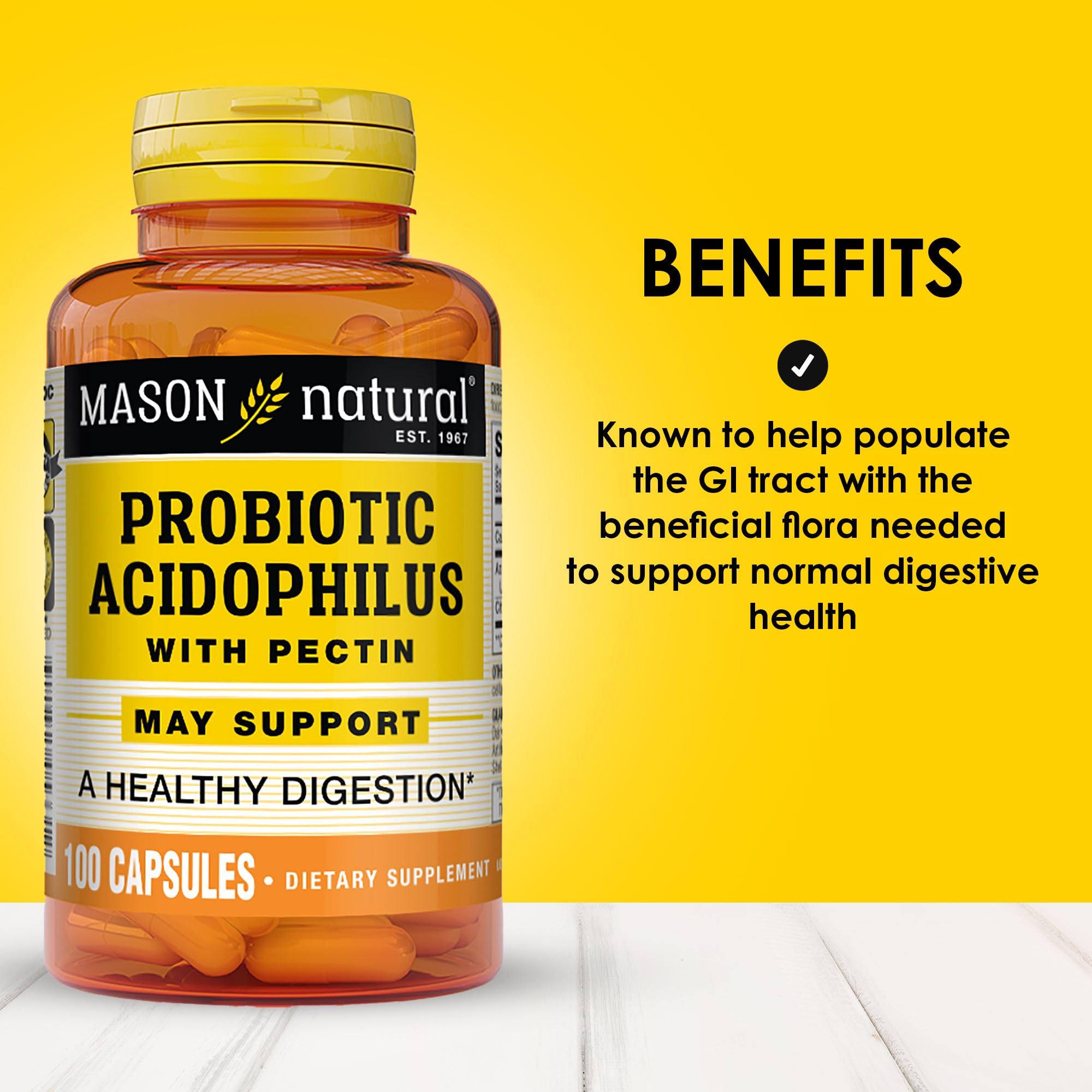 MASON NATURAL Acidophilus Probiotic Capsules side view with label