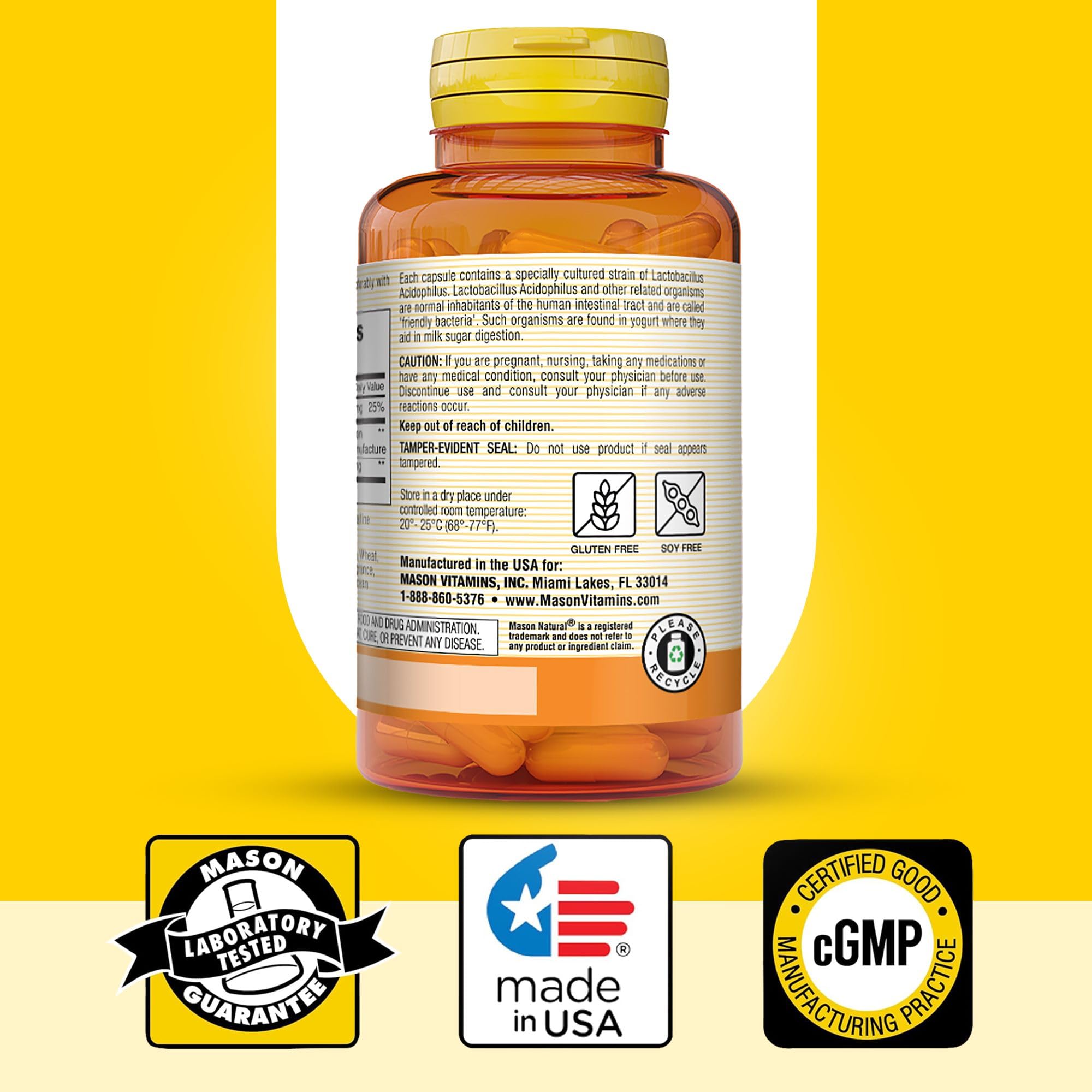 MASON NATURAL Acidophilus Probiotic Capsules with ingredients list