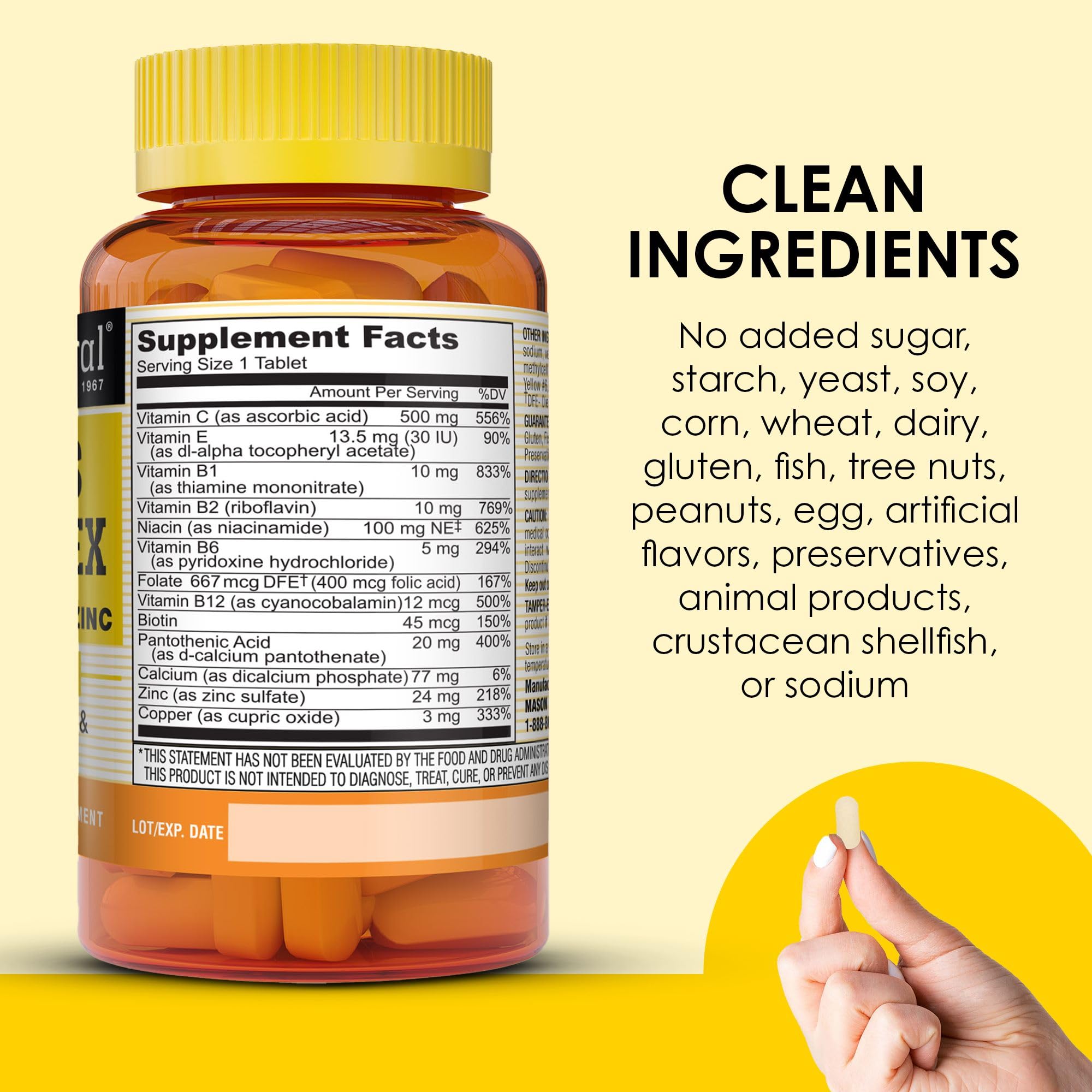 MASON NATURAL B-Complex Vitamins on a wooden table