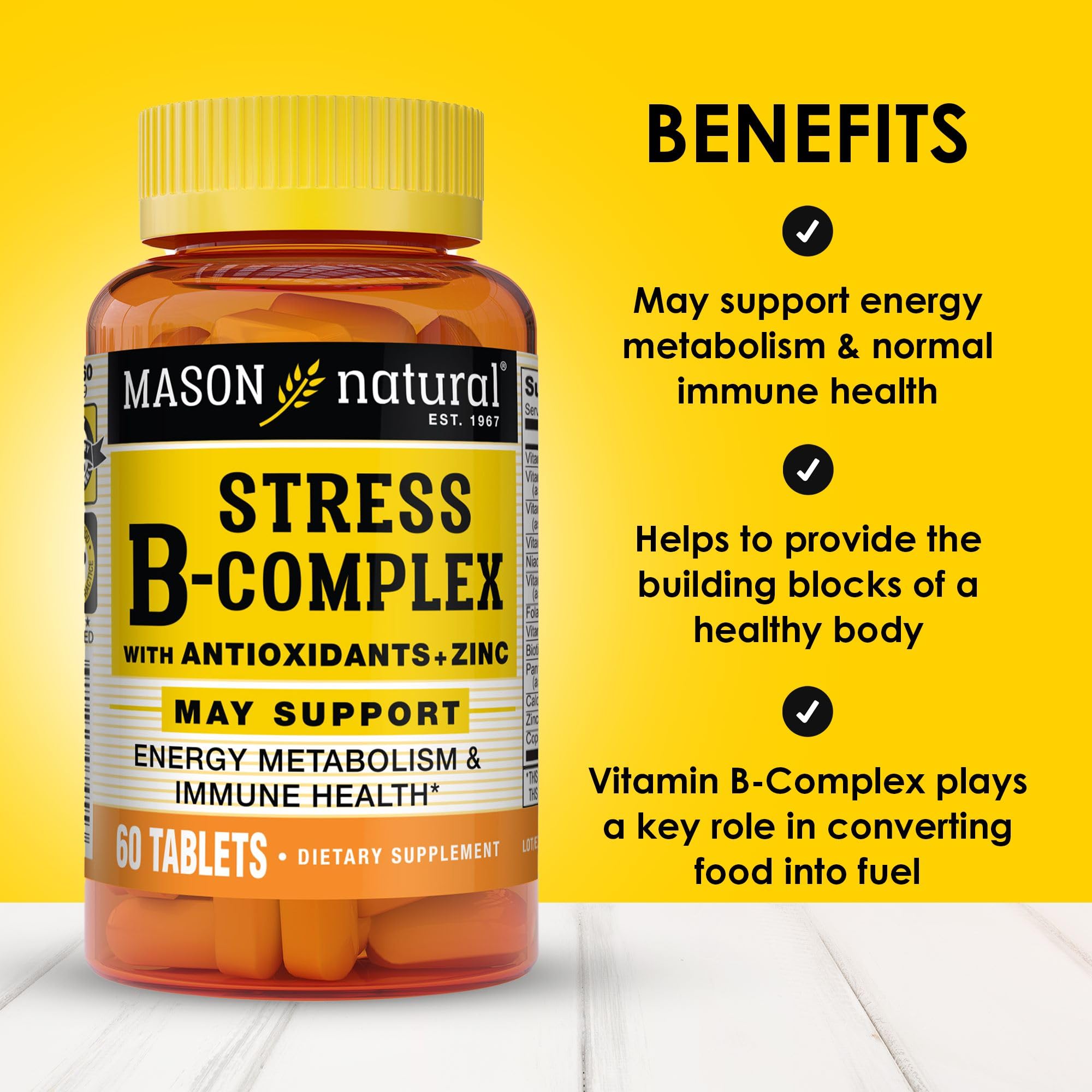 MASON NATURAL B-Complex Vitamins side view with label