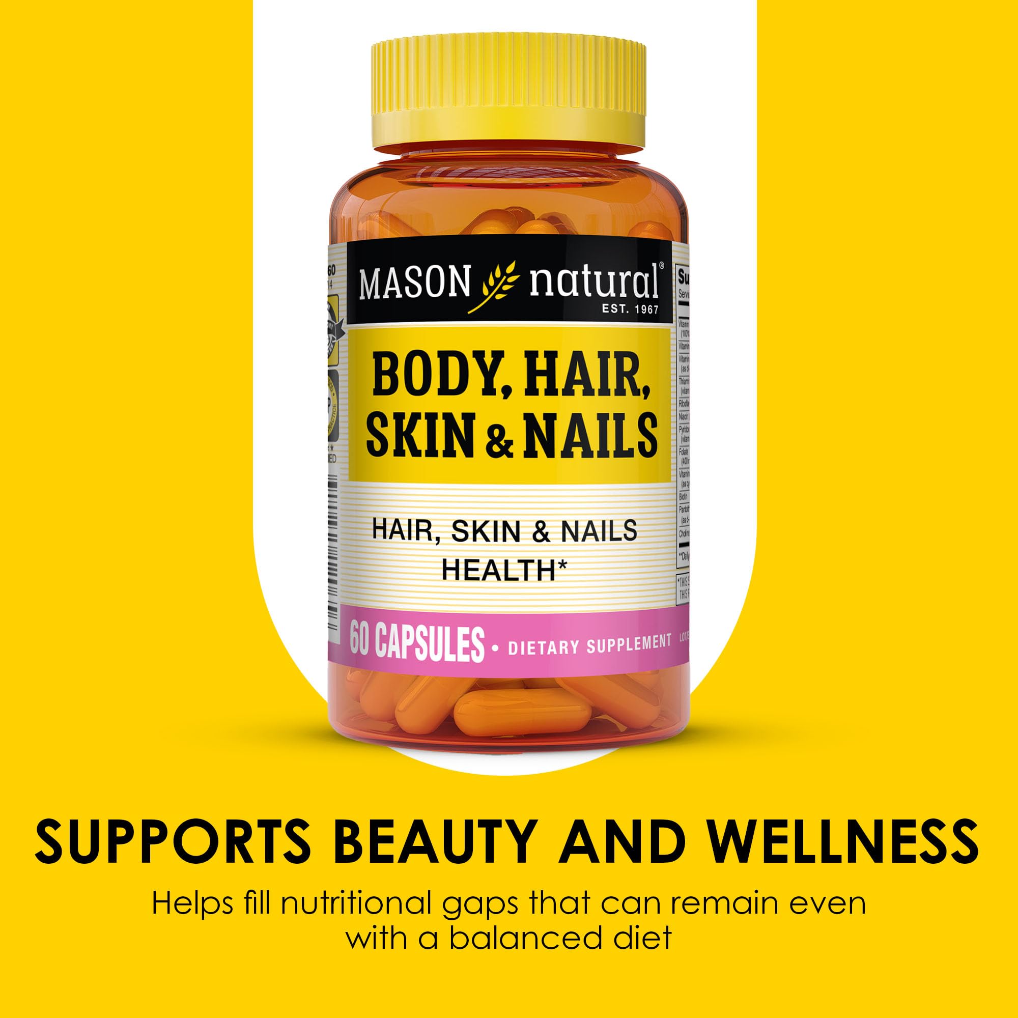 MASON NATURAL Body, Hair, Skin & Nails Supplement ingredients list close-up