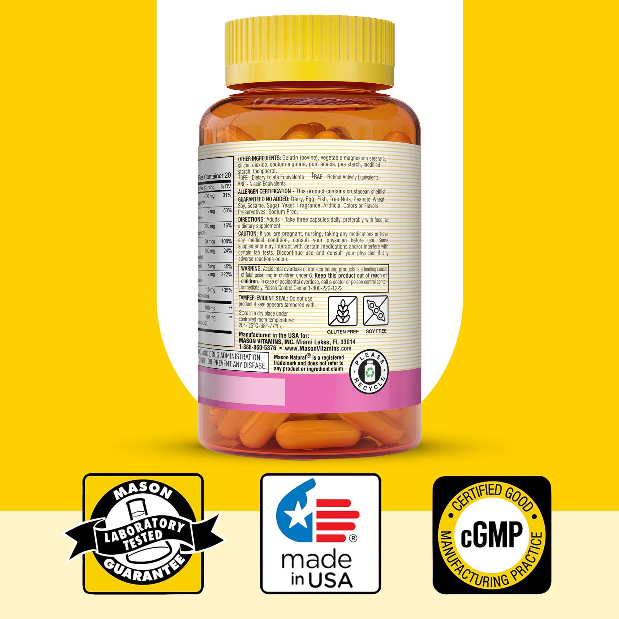 MASON NATURAL Body, Hair, Skin & Nails Supplement packaging and dosage information