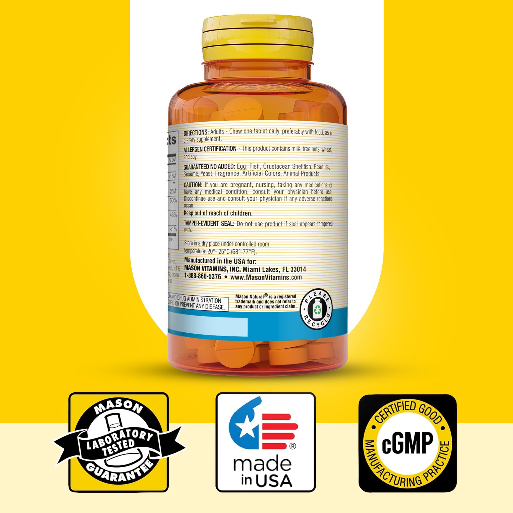 MASON NATURAL Calcium 600mg with Vitamin D3 Coffee Mocha Chewables in a glass
