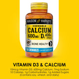 MASON NATURAL Calcium 600mg with Vitamin D3 Coffee Mocha Chewables side view