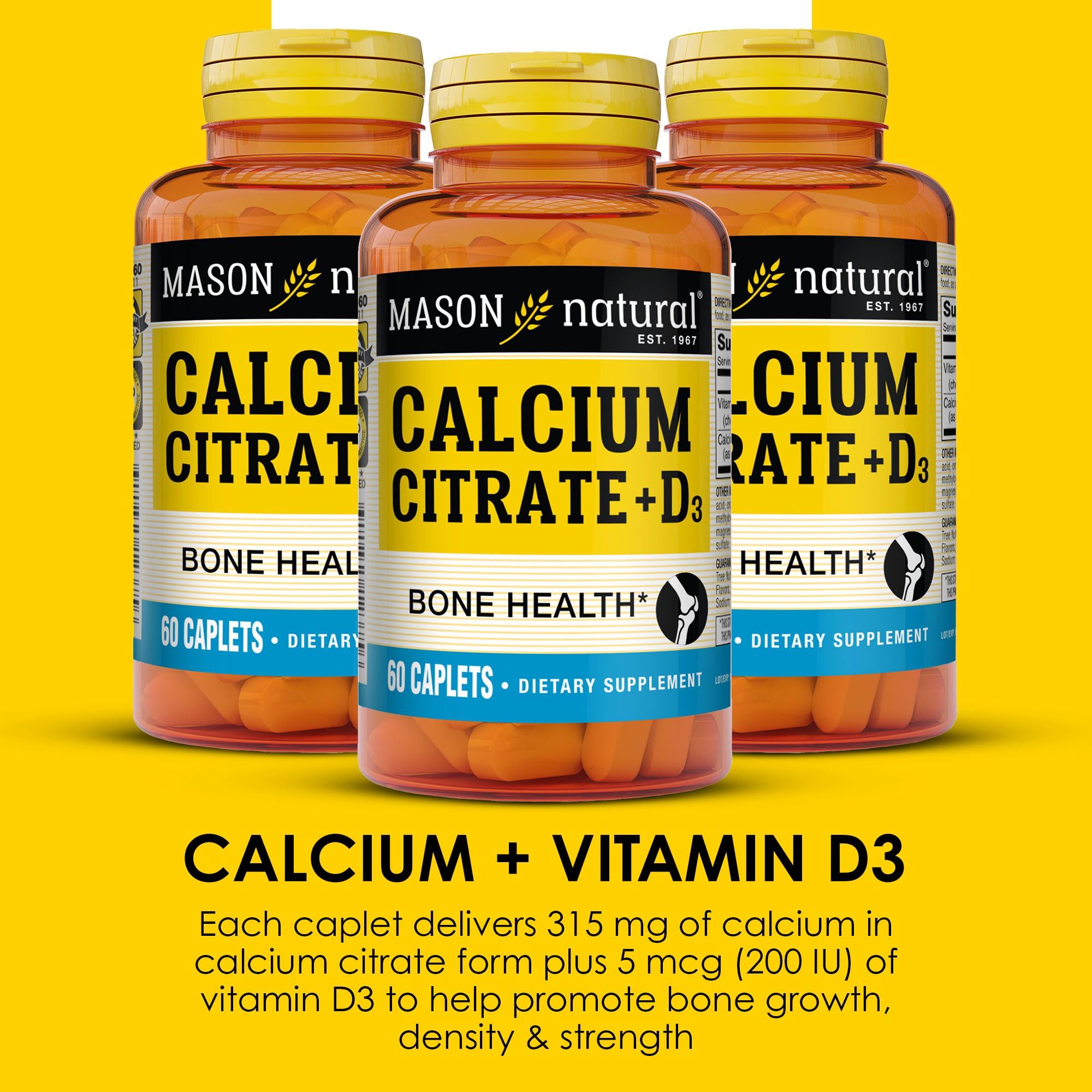 MASON NATURAL Calcium + Vitamin D3 Caplets 315mg caplet close-up