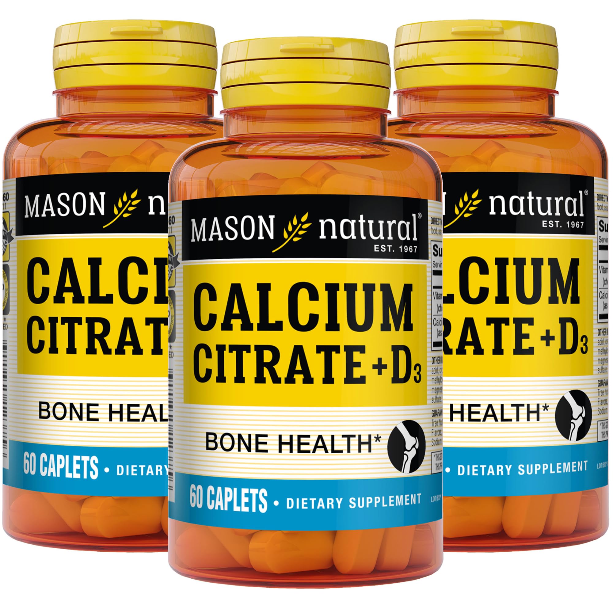 MASON NATURAL Calcium + Vitamin D3 Caplets 315mg front view