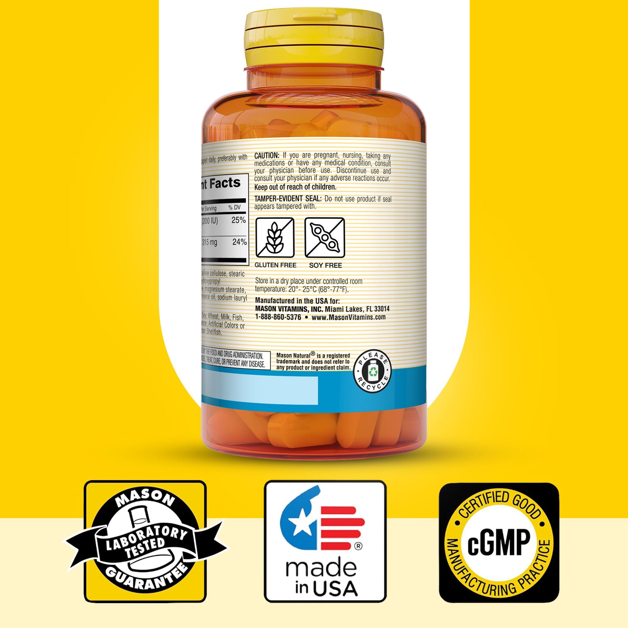 MASON NATURAL Calcium + Vitamin D3 Caplets 315mg on a table