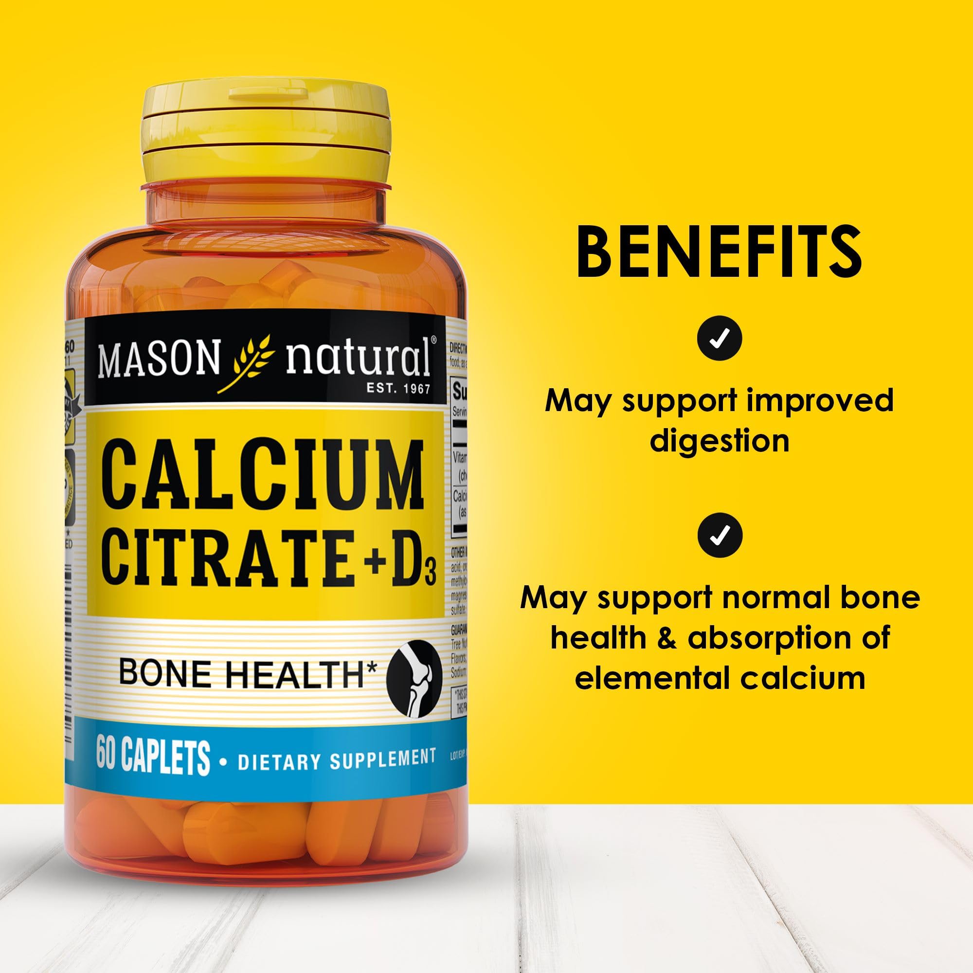 MASON NATURAL Calcium + Vitamin D3 Caplets 315mg side view