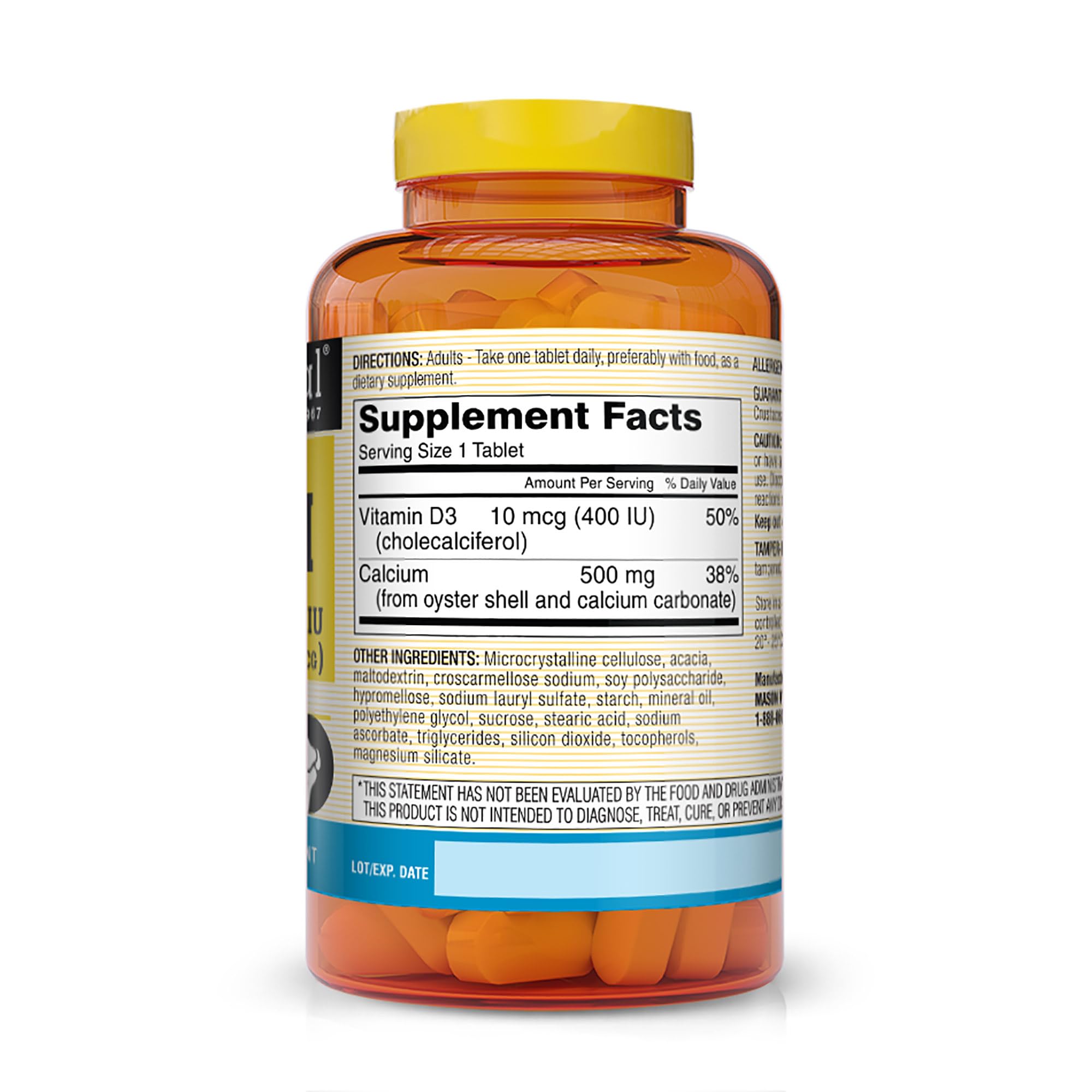 MASON NATURAL Calcium with Vitamin D3 500mg 400IU Tablets side view