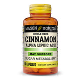 MASON NATURAL Cinnamon Alpha Lipoic Acid Complex front view with 60 capsules