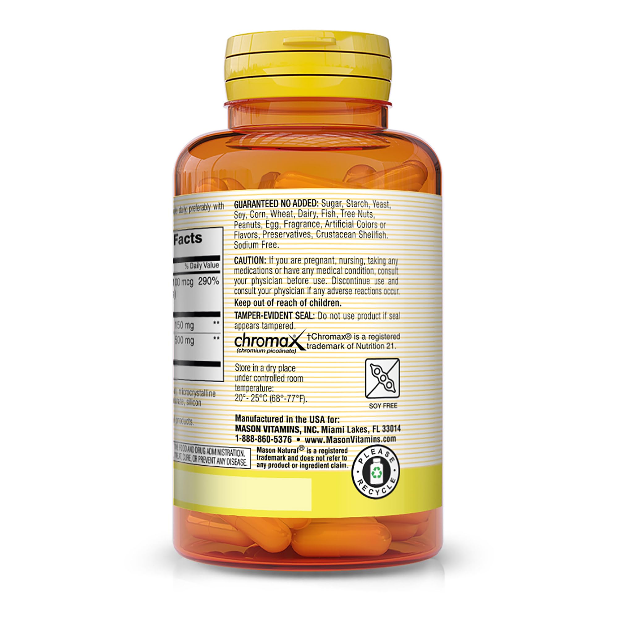 MASON NATURAL Cinnamon Alpha Lipoic Acid Complex packaging showing nutritional information