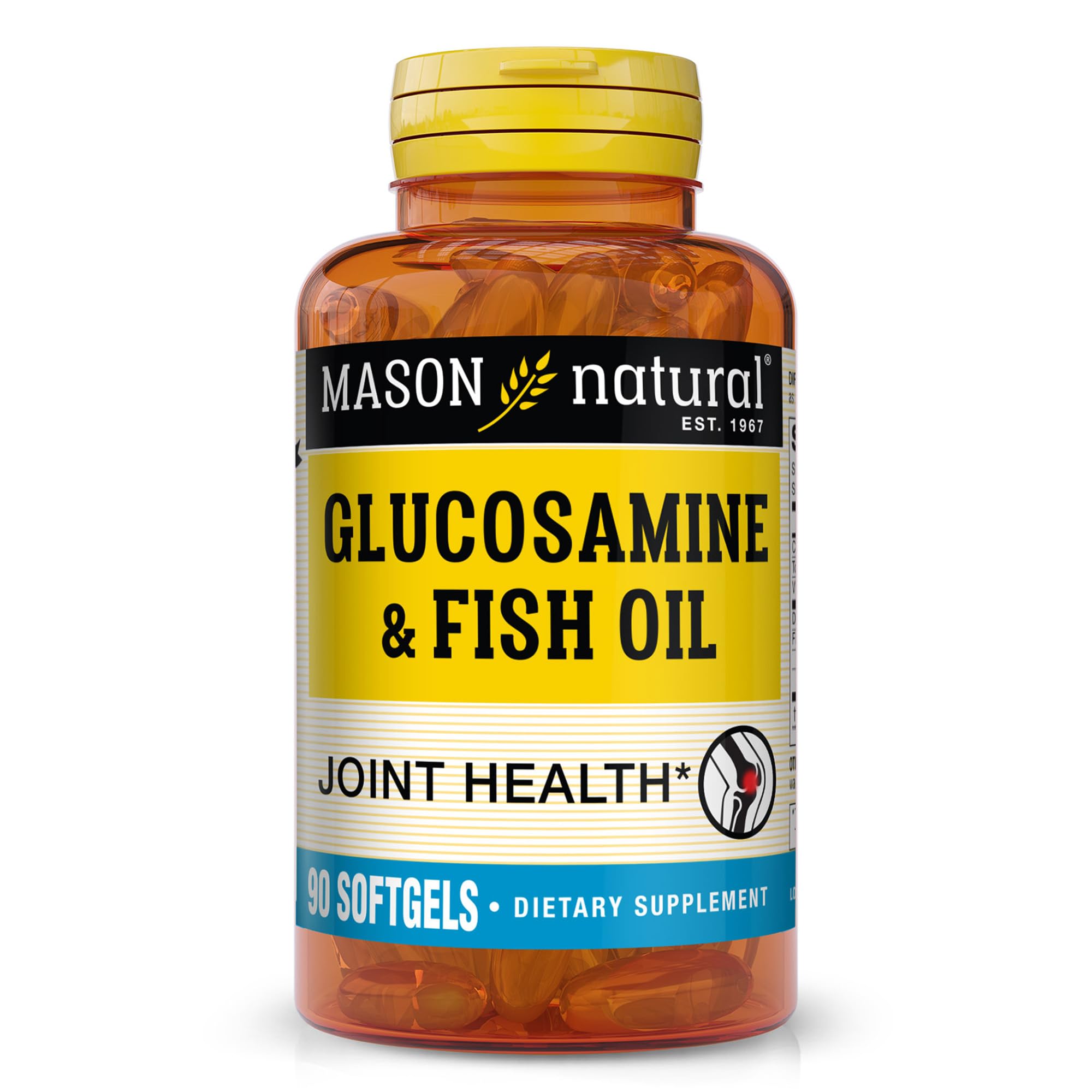 MASON NATURAL Fish Oil 1200mg with Glucosamine 1500mg softgels front view