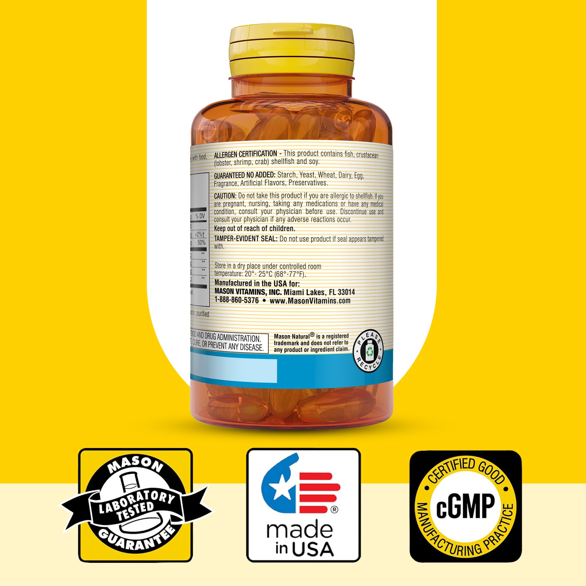 MASON NATURAL Fish Oil softgel bottle with cap